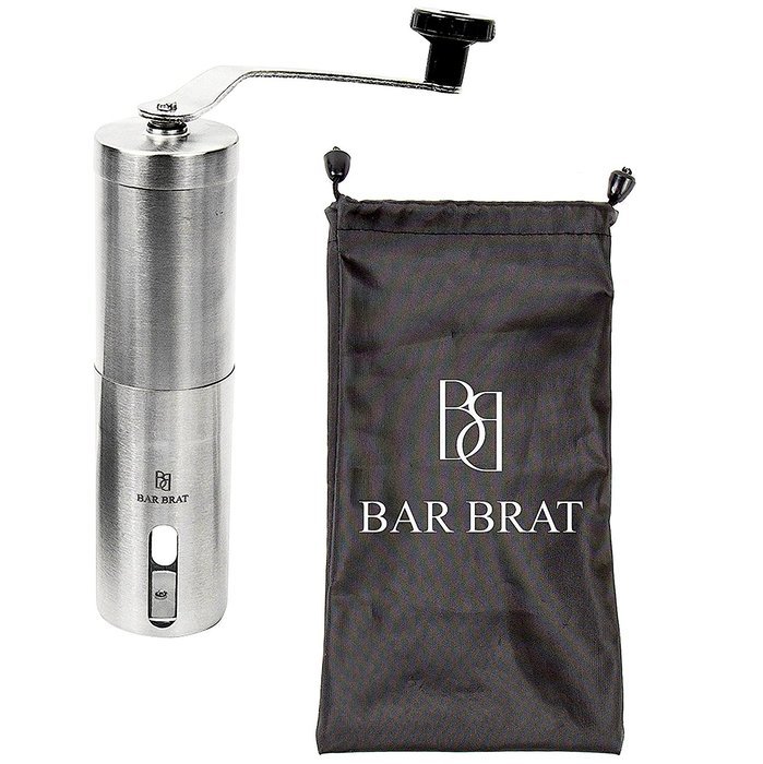 Premium Hand Manual Coffee Grinder Maker + Coffee Scoop / Bonus Travel Bag, Coffee Spoon & Cleaning Brush N5