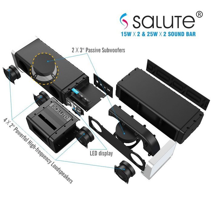 Salute 24 Inch 2.2 Channel Bluetooth Sound Bar with ntegrated Deep Bass and Infrared Remote Control N6