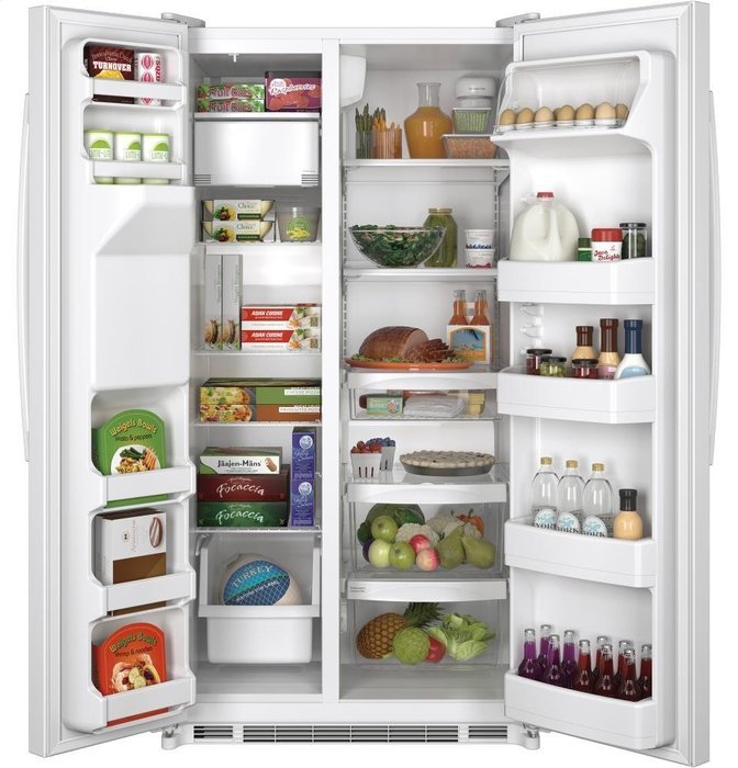 GE GSE25ETHWW 24.7 Cu. Ft. White Side-By-Side Refrigerator - Energy Star