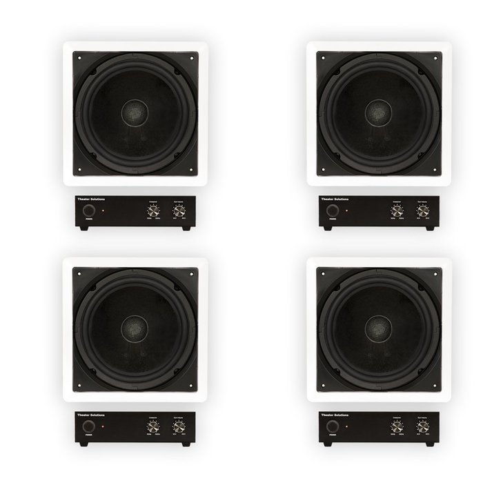 Theater Solutions TS1000 Passive 10" Home Theater In Wall 4 Subwoofers and 4 Amps Set