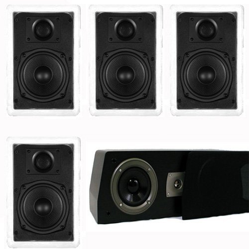Theater Solutions 5.1 Home Audio Speakers 4 Speakers, 1 Center, 10" Powered Sub and More TS50WC51SET4 N2