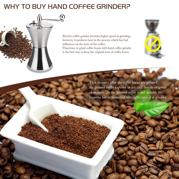 Manual Coffee Grinder, Stainless Steel Hand Coffee Bean Grinder, Personal Bur Grinder, Coffee Burr Mill, Espresso... N5