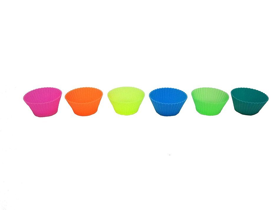 JLZH 24-pack Silicone Baking Cups / Cupcake Liners , Colorful-6 Colors, Reusable & Nonstick Muffin Molds N2