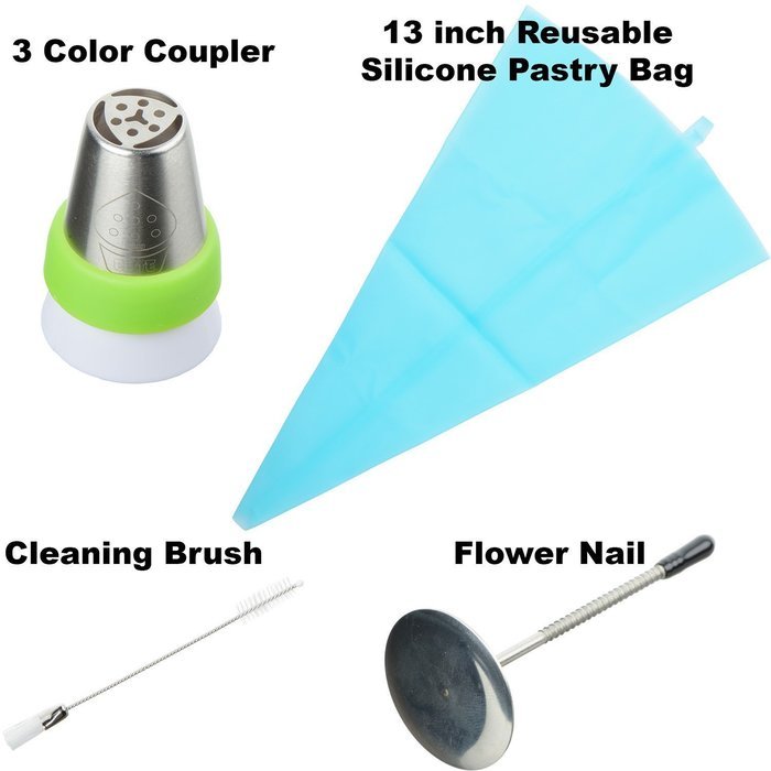 Russian Piping Tips & Icing Tips Complete Bundle | 18 Pcs/Set | 304 Stainless Deluxe Nozzles Buttercream Decorating... N3