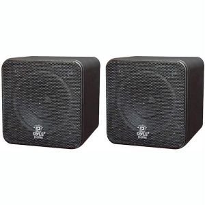 2) PYLE PCB4BK 4" 200W Mini Bookshelf Speakers Black