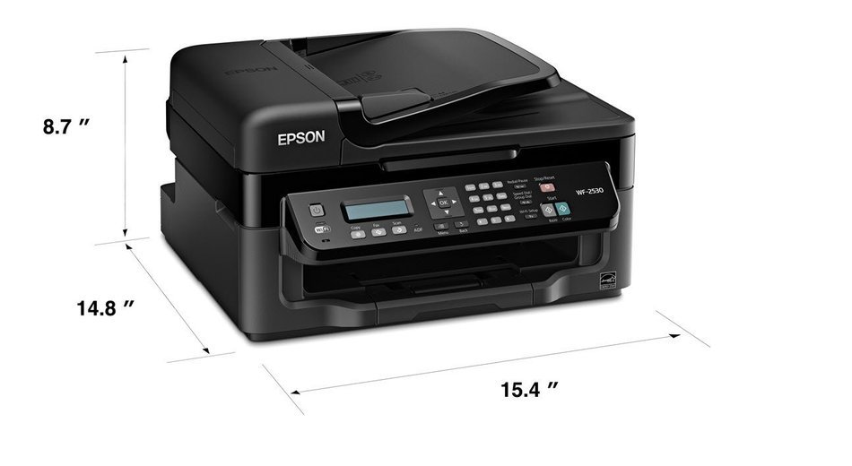 Epson WorkForce WF-2530 Wireless All-in-One Color Inkjet Printer, Copier, Scanner, ADF, Fax. Prints from Tablet...