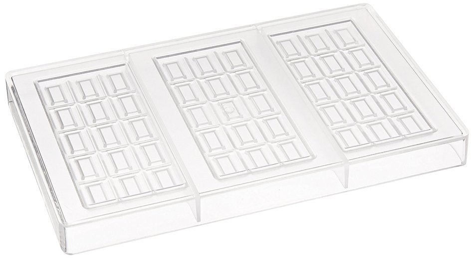 Fat Daddio's Dimpled Square Bar Polycarbonate Candy Mold, 3-Bars Per Tray