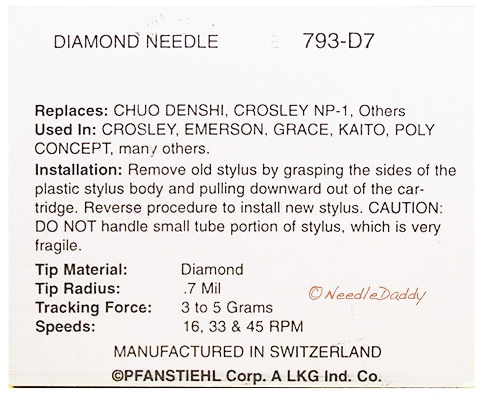TURNTABLE NEEDLE FOR Grace GDI-NDL2 FOR Grace Digital VinyL Writer turntable N2