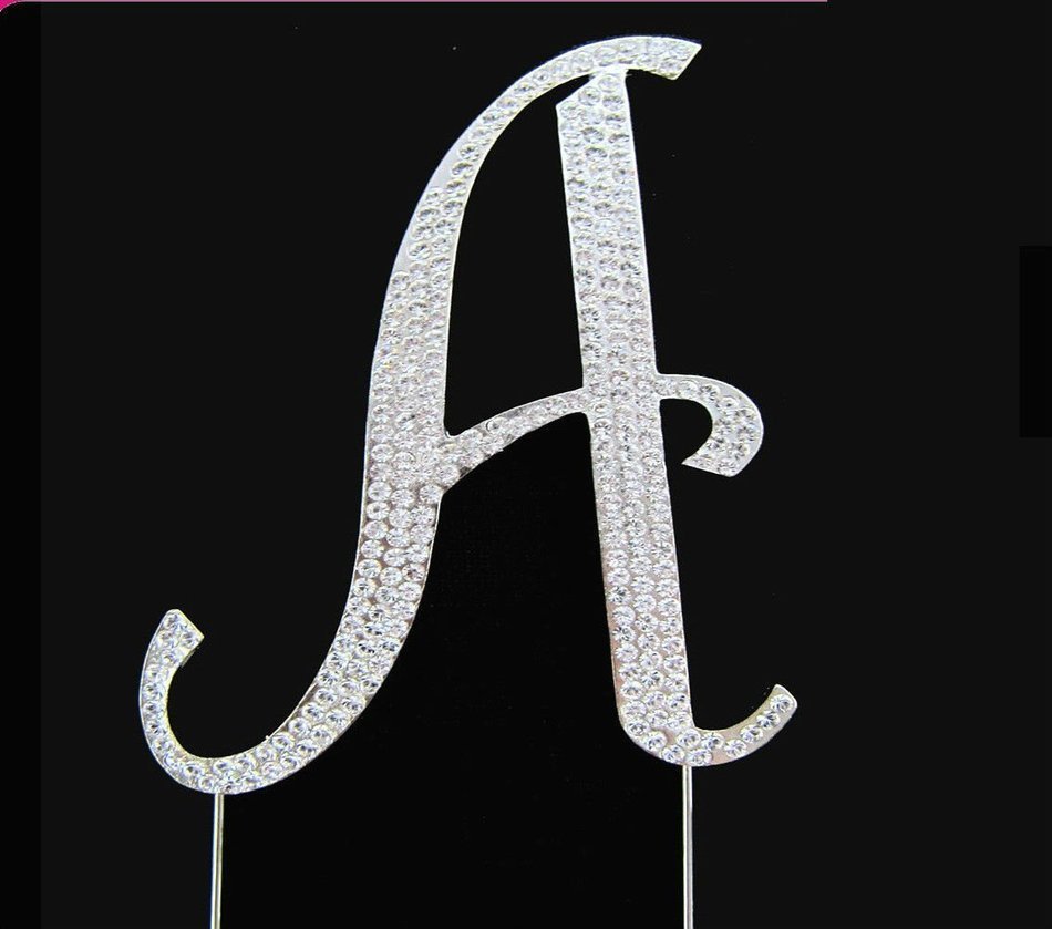 Rhinestone Cake Topper Letter A