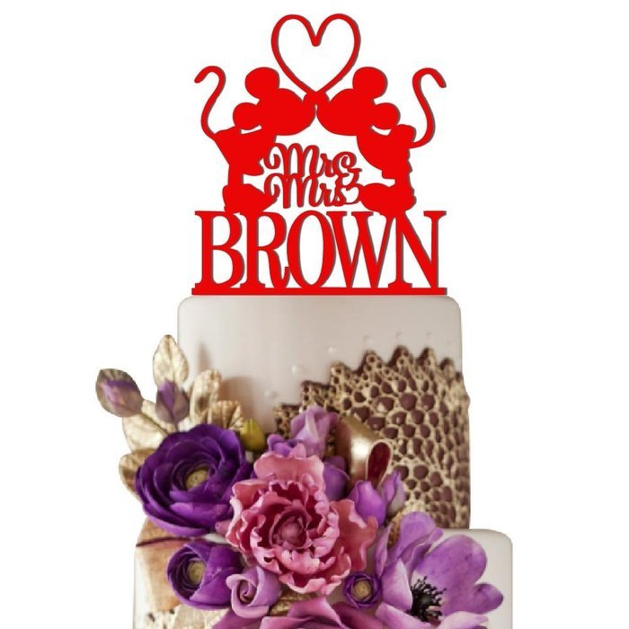 Sugar Yeti Made In USA Personalized Wedding Cake Topper Mrs Minnie Heart Mr Mickey #1 Black