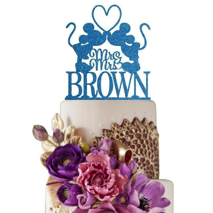 Sugar Yeti Made In USA Personalized Wedding Cake Topper Mrs Minnie Heart Mr Mickey #1 Black N3