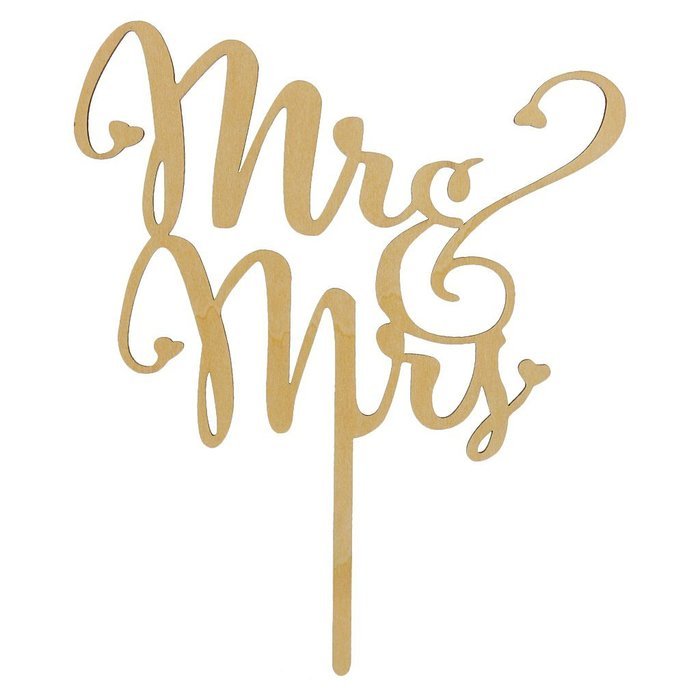 Mr&Mrs Wooden Cake Toppers Wedding Party Cake Decorating