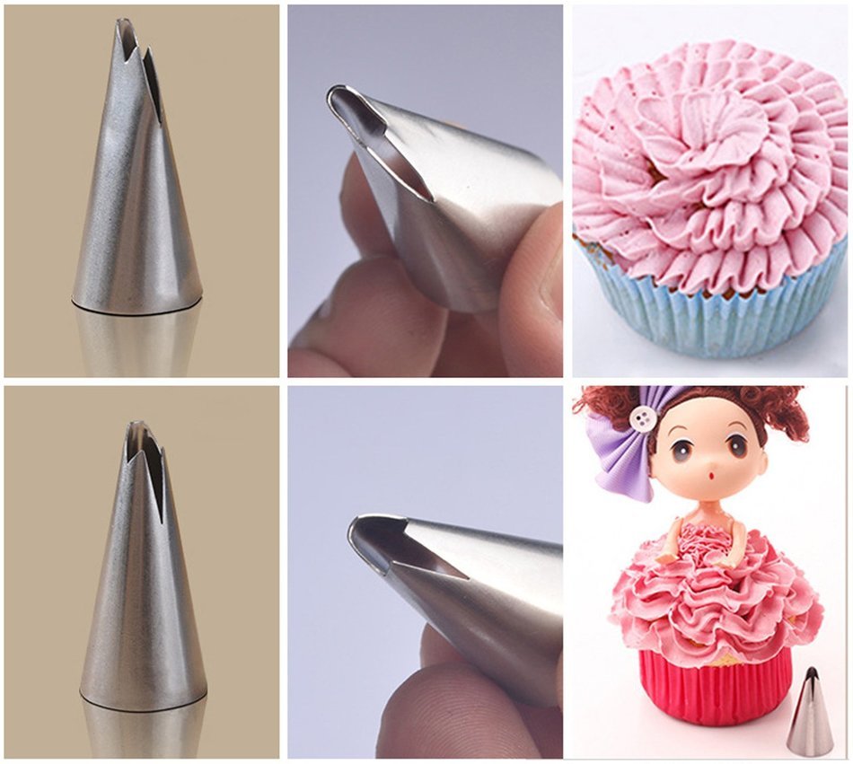 Piping Tips, MCIRCO 7-piece Cake Decorating Tips Icing Tips Ruffle Tips Macaron Cupcake Frosting Kits for Teens... N5