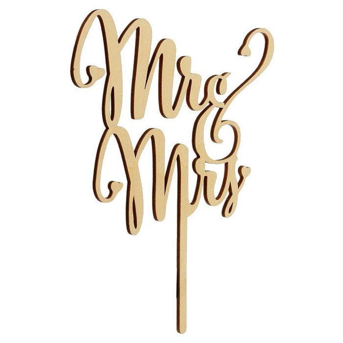 Mr&Mrs Wooden Cake Toppers Wedding Party Cake Decorating N2