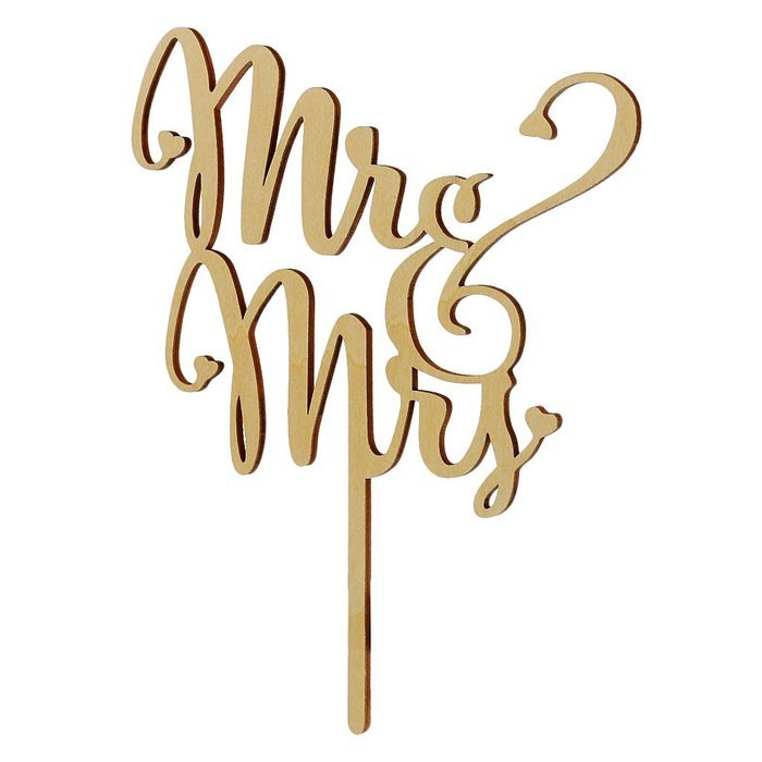Mr&Mrs Wooden Cake Toppers Wedding Party Cake Decorating N3