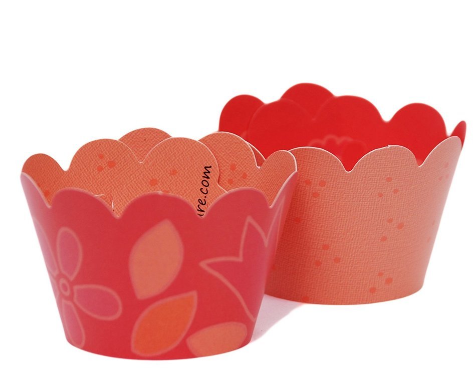 MINI Cupcake Wrappers Red and White Polka Dot, Solid, 24 Wraps, Confetti Couture Party Supplies N4