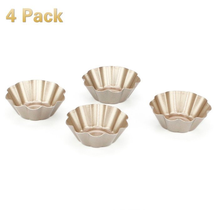 Ezeso 4Pcs Nonstick Ripple Cast Aluminum Egg Tart Mold N2
