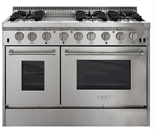 AGA APRO48DFSS 48" Professional Dual Fuel Range with RapidBake Convection, Stainless Steel N5