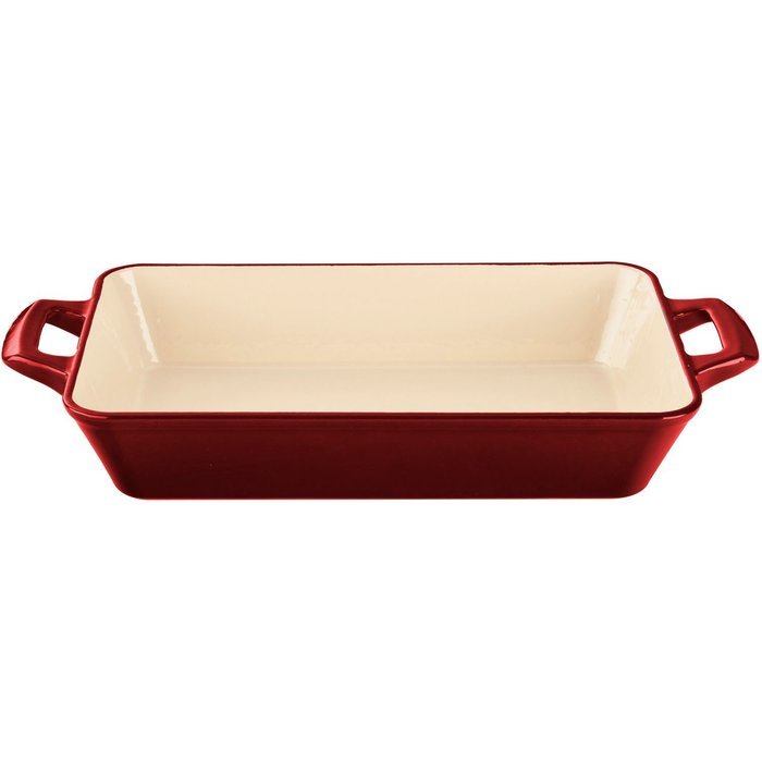 La Cuisine 3.9 Qt Enameled Cast Iron Deep Roasting Pan, Red
