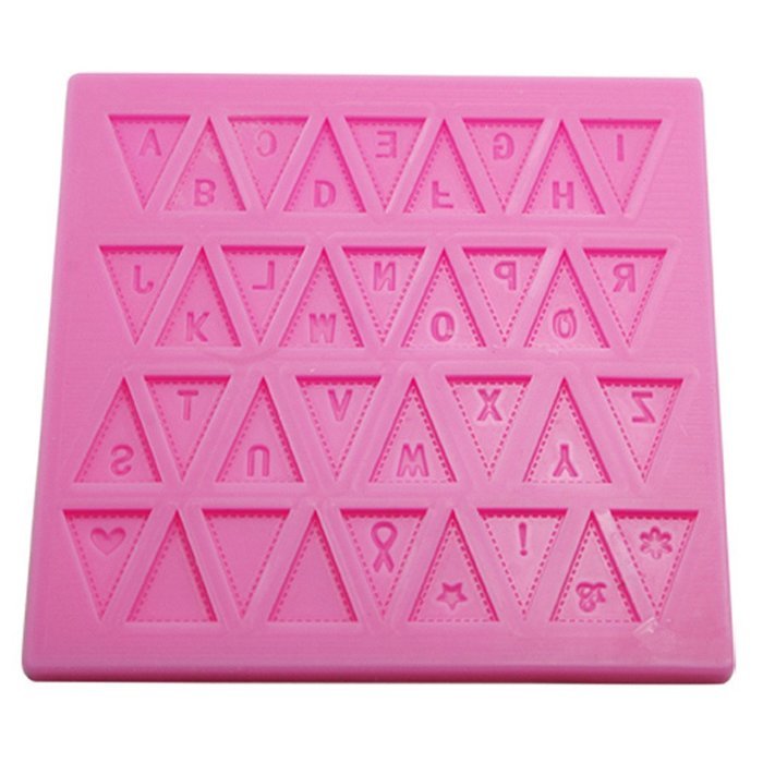 FOUR-C Fondant Supplies Craft Alphabet Silicone Molds Cake Decorating Moulds Color Pink N2