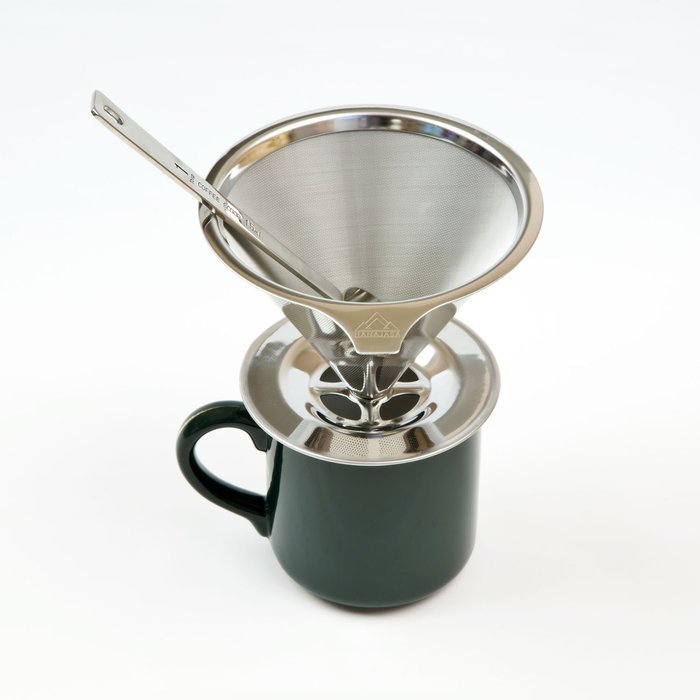 Premium Cone Coffee Dripper - Stainless Steel Pour Over System - No Paper Filter Needed - Includes a Matching... N5