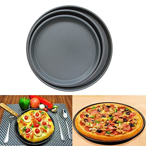 Gabeky 9 inch 10 inch 12 inch Non-Stick shallow dish carbon steel Pizza Pan, Set of three