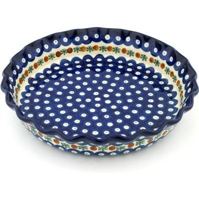 Polish Pottery Fluted Pie Dish 10-inch Mosquito