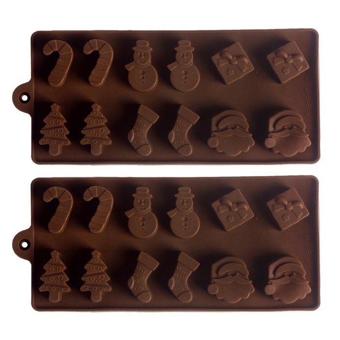 Andux Silicone Molds,Candy Making Molds,Chocolate Molds Ice Cube Tray Set of 2 for Christmas gift QKLMJ-02