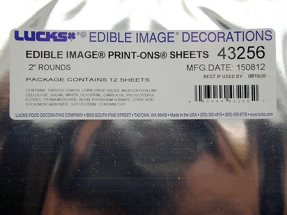 Lucks 43256 2" Rounds Edible Image Print-Ons Sheets (12 sheets per pack x 2) N2