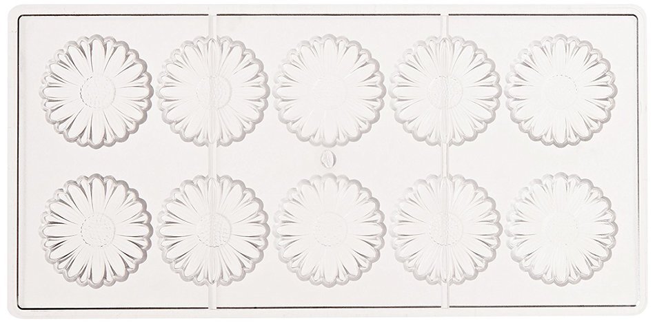 Fat Daddio's PCM-1731 24-Piece Daisy Flower Chocolate and Candy Mold Tray Set