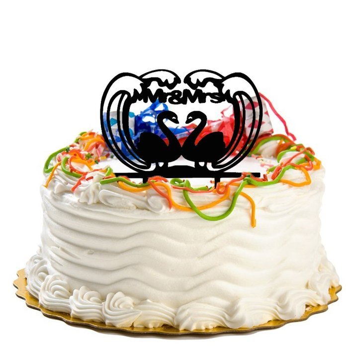 Ecape Wedding Cake Toppers Acrylic Bride and Groom Bridal Cake Toppers with Art Words Mr and Mrs for Cake Decoration N38