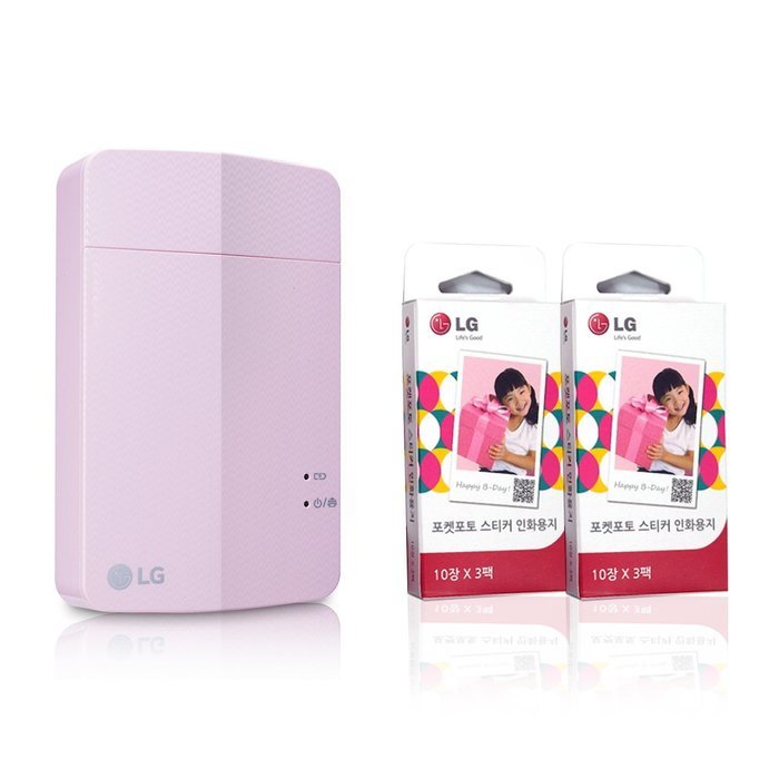 [Printer+Paper SET] New LG Pocket Photo Printer 3 PD251 [Pink] (Follow-up model of PD241T PD239) + LG Zink Sticker... N7