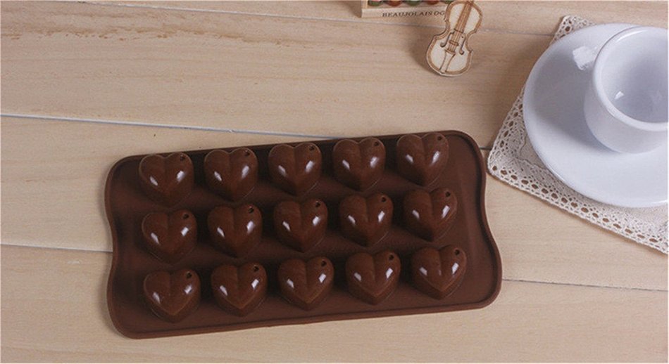 HAKSEN Mini 15-Heart Shape Silicone Ice Cube / Chocolate / Cake Mould N9