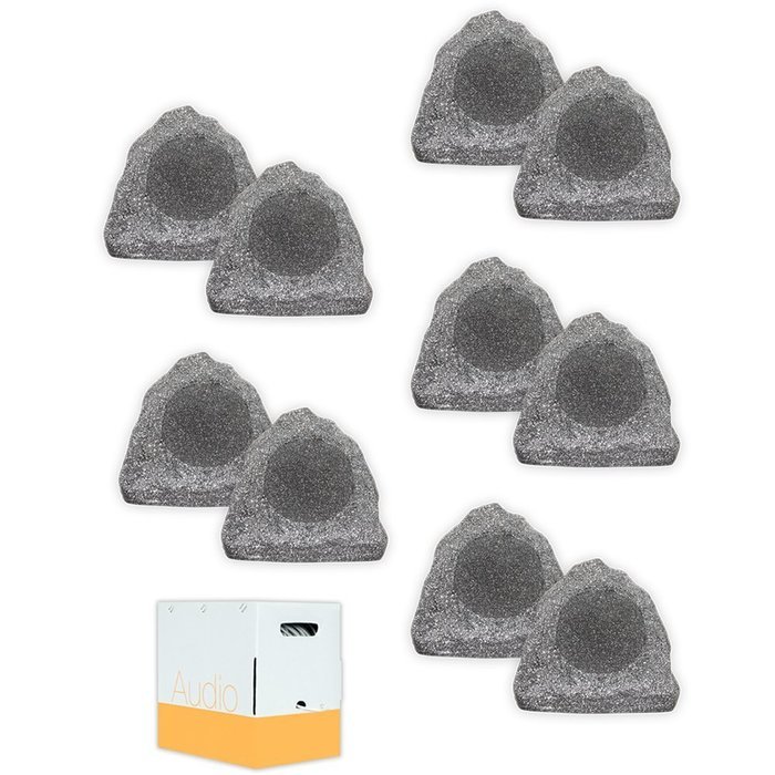 Theater Solutions 10R6G Outdoor Granite 6.5" Rock 10 Speaker Set with Wire for Yard Pool Spa Patio Garden