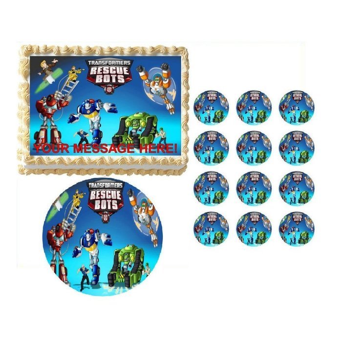 Transformers Birthday ~ Edible Photo Frame Cake Topper ~ Edible Image ~ D58226 (1/4 SHEET CAKE -11"X 8.5", YES... N2