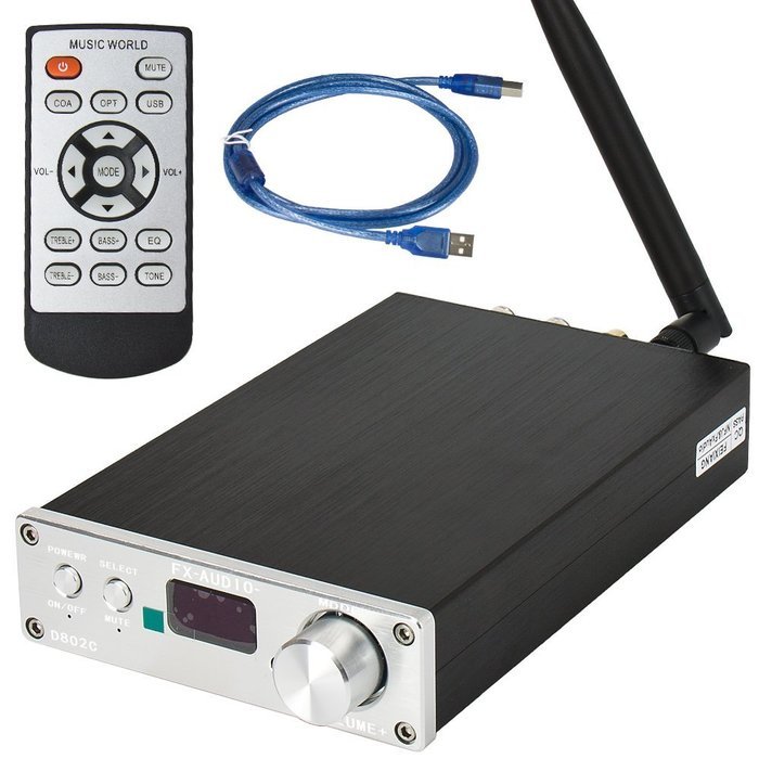 FX Audio D802C 80WPC Pure Digital Amplifier Wireless Bluetooth USB/AUX/Optical/Coaxial Digital Amplifier black