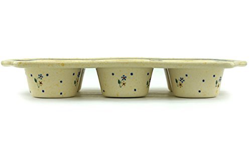 Polish Pottery Muffin Pan 14-inch Country Meadow