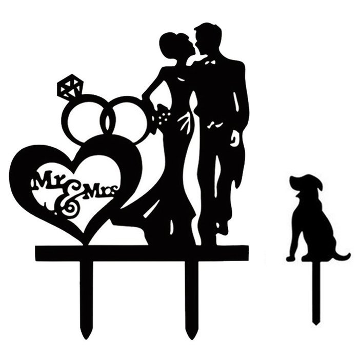 Ecape Sweet Heart Wedding Cake Topper Bride and Groom Bridal Cake Toppers Couple Cake Toppers with Art Words Mr... N19
