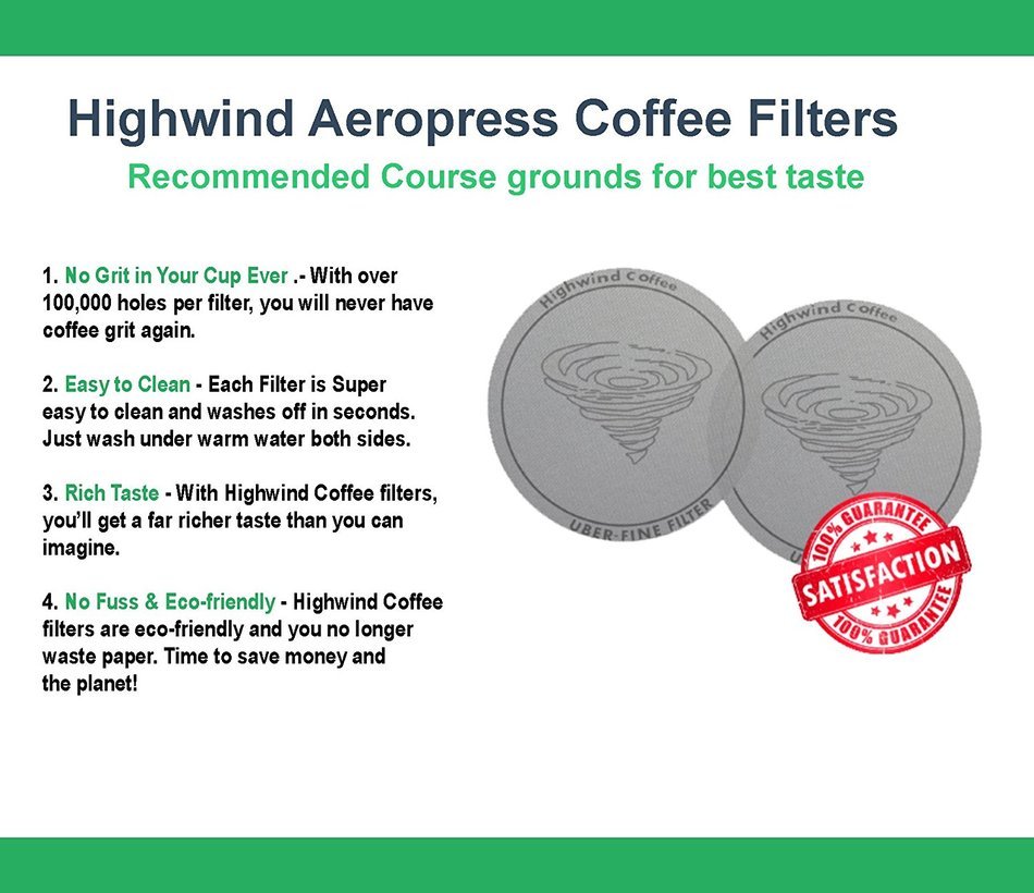 2 Premium Filters for AeroPress Coffee Makers Stainless Steel
