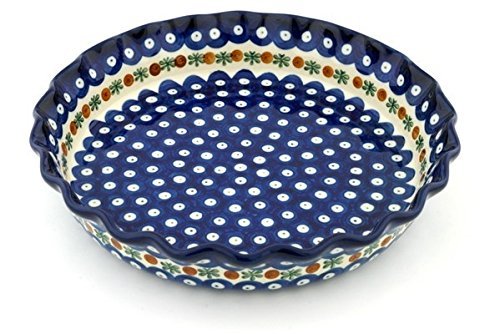 Polish Pottery Fluted Pie Dish 10-inch Mosquito N2