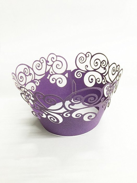 HUAL Cupcake Wrappers 50 Filigree Artistic Bake Cake Paper Cups Wave Lace Laser Cut Liner Baking Cup Muffin Case... N8
