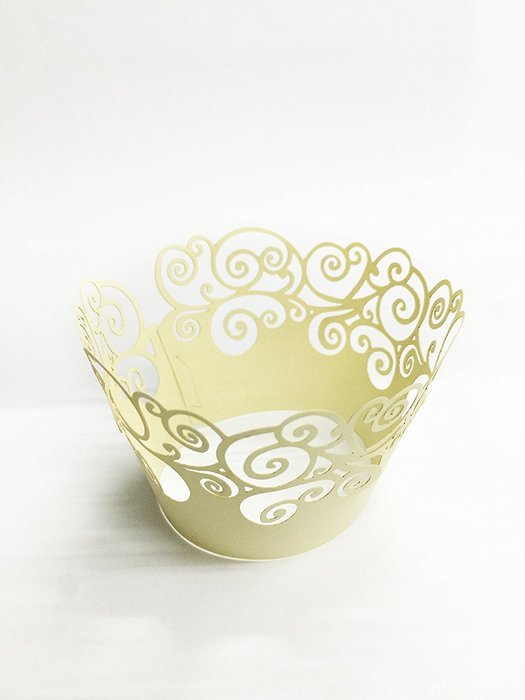 HUAL Cupcake Wrappers 50 Filigree Artistic Bake Cake Paper Cups Wave Lace Laser Cut Liner Baking Cup Muffin Case... N9