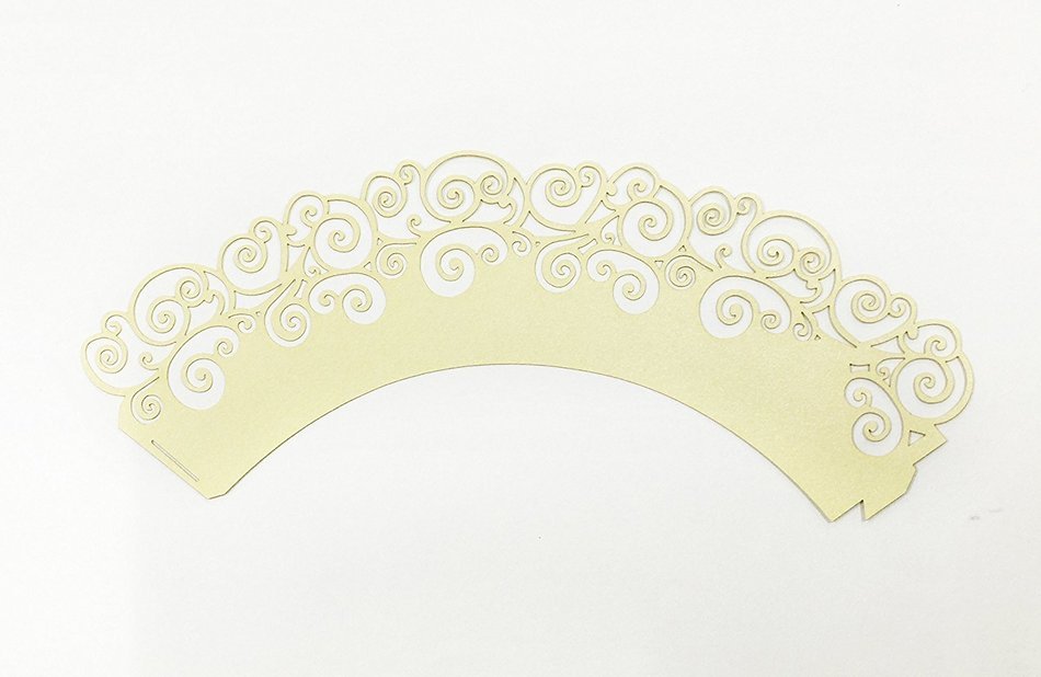 HUAL Cupcake Wrappers 50 Filigree Artistic Bake Cake Paper Cups Wave Lace Laser Cut Liner Baking Cup Muffin Case... N10