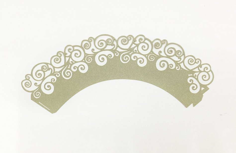 HUAL Cupcake Wrappers 50 Filigree Artistic Bake Cake Paper Cups Wave Lace Laser Cut Liner Baking Cup Muffin Case... N11