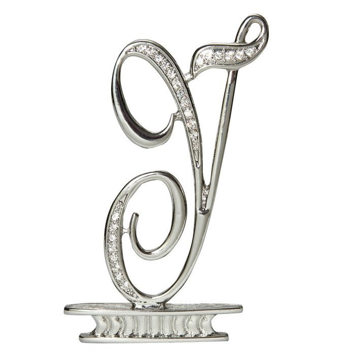 Ivy Lane Design Monogram Crystal Cake Top Letter E, Silver, 4-1/2-Inch