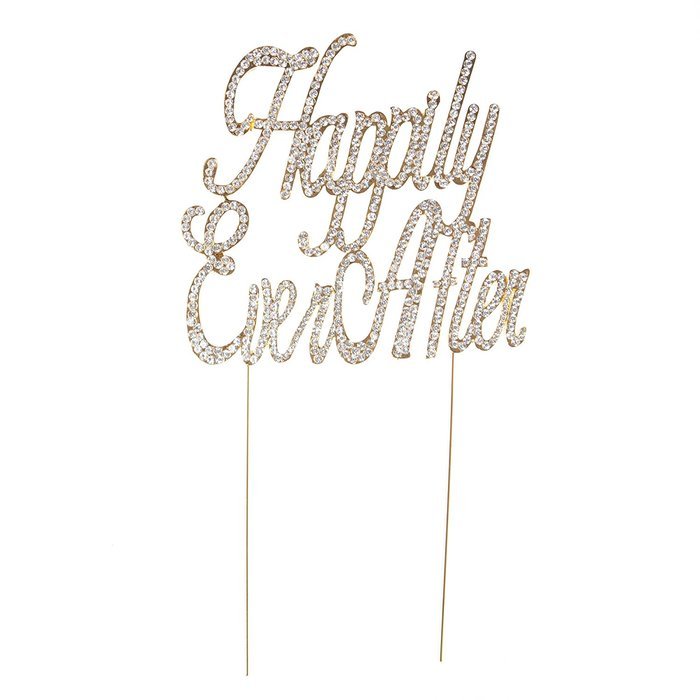 Happily Ever After Wedding Cake Topper, Gold Fairytale Princess Decoration (Happily Ever After - Gold) N8