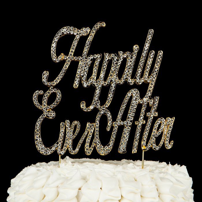 Happily Ever After Wedding Cake Topper, Gold Fairytale Princess Decoration (Happily Ever After - Gold) N9