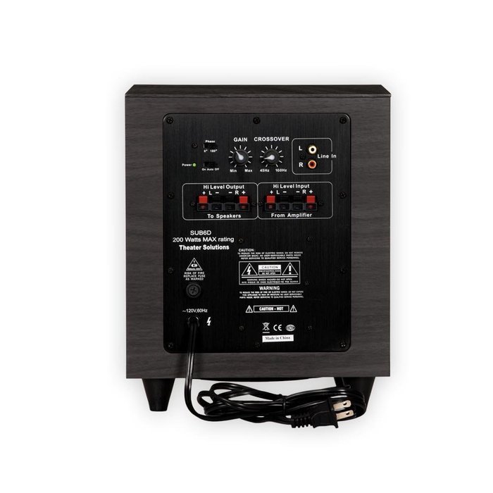 Theater Solutions SUB6D Down Firing Powered Subwoofer (Black) N4