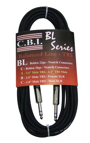 CBI BL2A Cable - 15 Foot, 1/4 Inch TRS To 1/4 Inch TRS Balanced N4