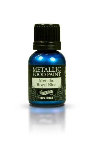Ready-to-use Metallic Royal Blue 100% Edible Food Paint for Cake and Icing Decoration by Rainbow Dust